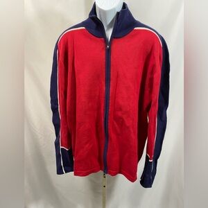 Oxford Fulham vintage zip up skater sweater Y2K 100% cotton striped Large tall